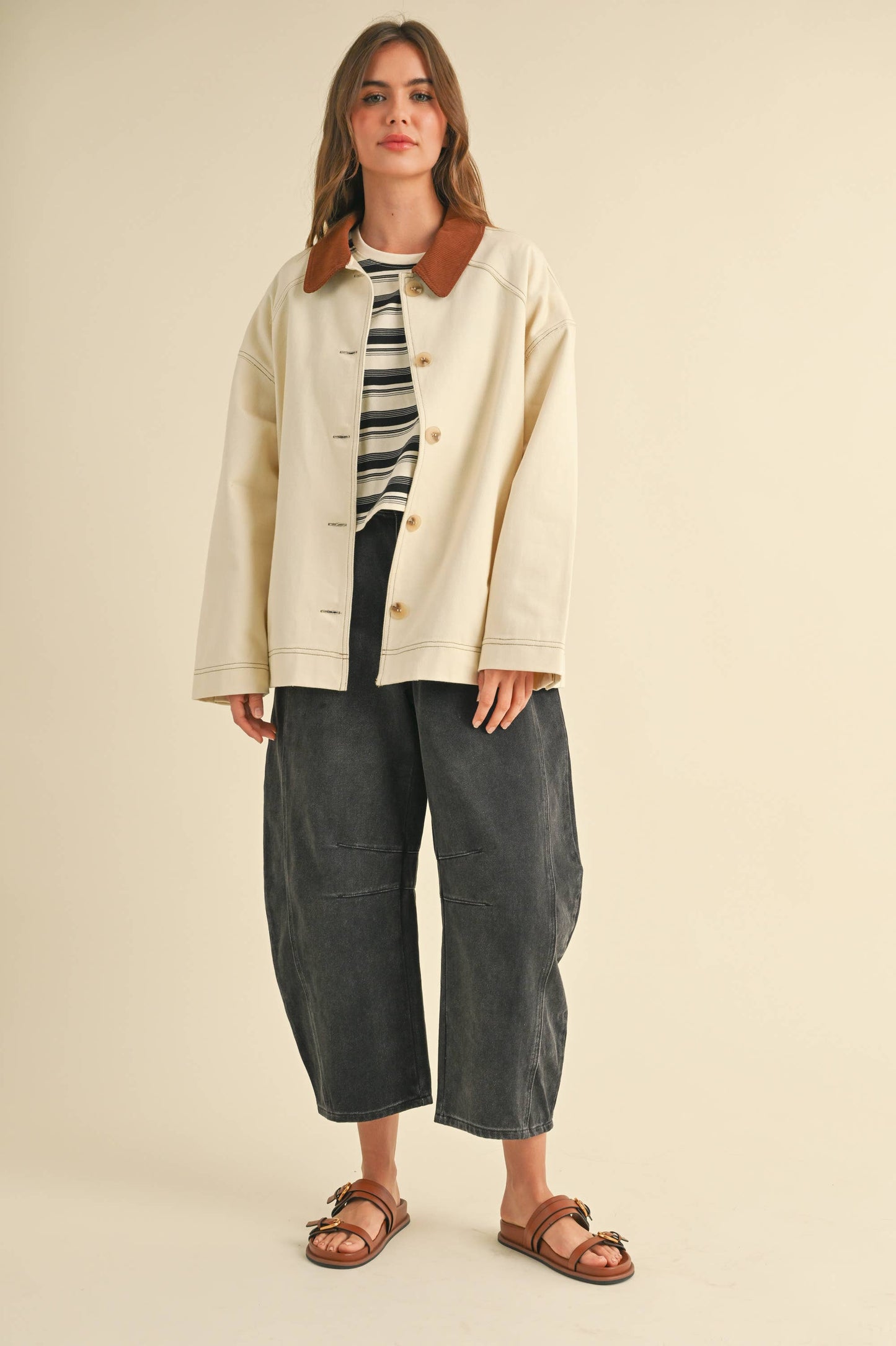 ANNA CORDUROY COLLARED BARN JACKET
